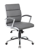 Boss Executive CaressoftPlus Chair with Metal Chrome Finish - Mid Back MODEL # B9476-GY