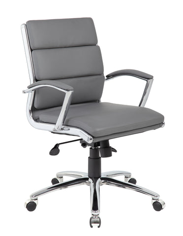Boss Executive CaressoftPlus Chair with Metal Chrome Finish - Mid Back MODEL # B9476-GY
