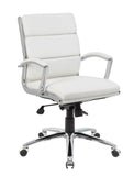 Boss Executive CaressoftPlus Chair with Metal Chrome Finish - Mid Back MODEL # B9476-WT