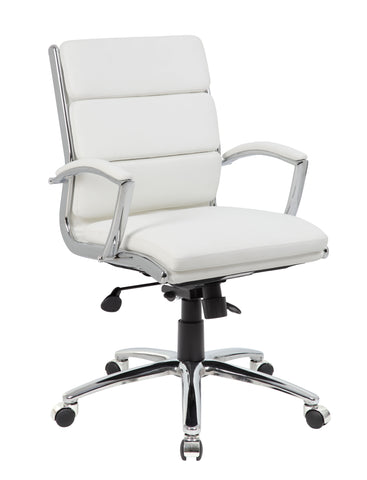 Boss Executive CaressoftPlus Chair with Metal Chrome Finish - Mid Back MODEL # B9476-WT