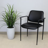 Boss Square Back  Diamond Stacking Chair W/Arm In Black Caressoft MODEL # B9503-CS