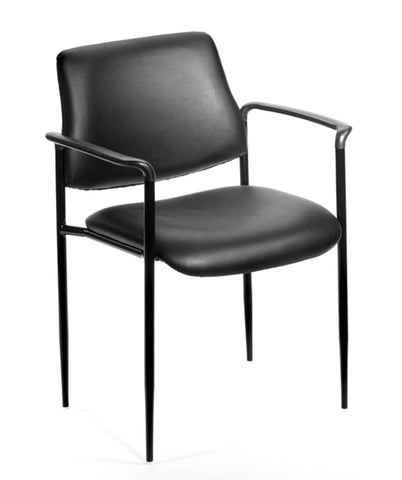 Boss Square Back  Diamond Stacking Chair W/Arm In Black Caressoft MODEL # B9503-CS