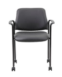 Boss Square Back  Diamond Stacking Chair W/Arm In Black Caressoft MODEL # B9503R-CS