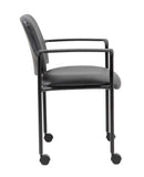 Boss Square Back  Diamond Stacking Chair W/Arm In Black Caressoft MODEL # B9503R-CS