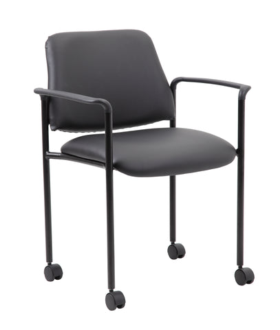 Boss Square Back  Diamond Stacking Chair W/Arm In Black Caressoft MODEL # B9503R-CS