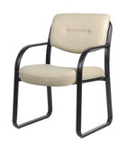 Boss Leather Sled Base Side Chair, Beige MODEL # B9529-BG