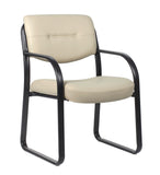 Boss Leather Sled Base Side Chair, Beige MODEL # B9529-BG
