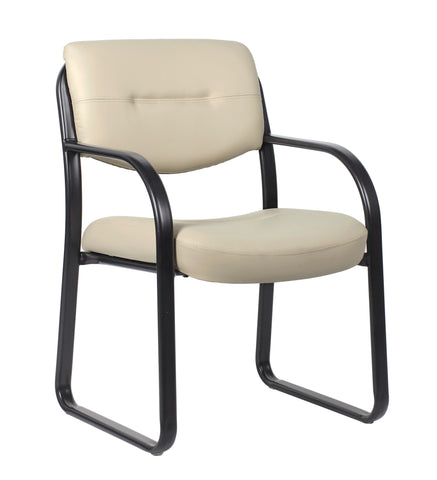 Boss Leather Sled Base Side Chair, Beige MODEL # B9529-BG