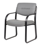 Boss Leather Sled Base Side Chair, Grey MODEL # B9529-GY