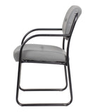 Boss Leather Sled Base Side Chair, Grey MODEL # B9529-GY