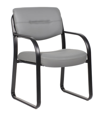Boss Leather Sled Base Side Chair, Grey MODEL # B9529-GY