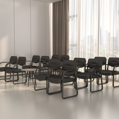 Boss Leather Sled Base Side Chair, Black MODEL # B9529