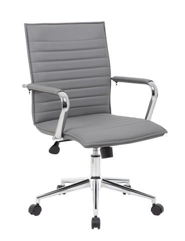 Boss Grey Vinyl Hospitality Chair MODEL # B9533C-GY