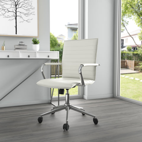 Boss White Vinyl Hospitality Chair MODEL # B9533C-WT
