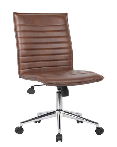 Boss Brown Vinyl Armless Hospitality Chair MODEL # B9534C-BN