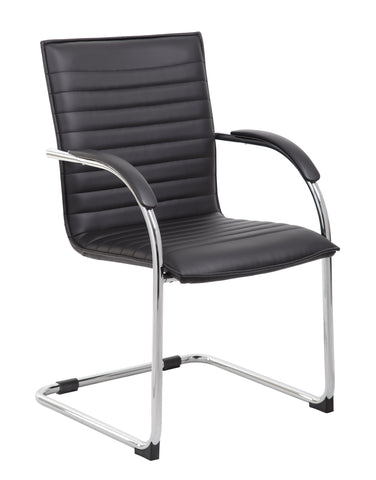 Boss Chrome Frame, Black Vinyl Side Chair, 2 pack MODEL # B9536-BK-2