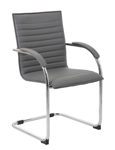 Boss Chrome Frame, Grey Vinyl Side Chair, 2 pack MODEL # B9536-GY-2