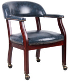 Boss Captain's guest, accent or dining chair in Blue Vinyl W/ Casters MODEL # B9545-BE