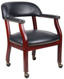 Boss Captain's guest, accent or dining chair in Black Vinyl W/ Casters MODEL # B9545-BK