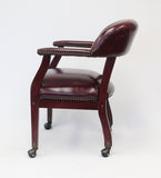 Boss Captain's guest, accent or dining chair in Burgundy Vinyl W/ Casters MODEL # B9545-BY
