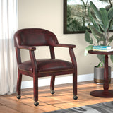 Boss Captain's guest, accent or dining chair in Burgundy Vinyl W/ Casters MODEL # B9545-BY