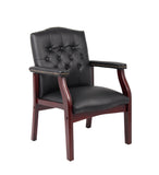 Boss Traditional Black Caressoft guest, accent or dining chair W/ Mahogany Finish MODEL # B959-BK