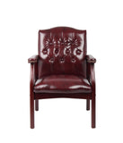 Boss Traditional Oxblood Vinyl guest, accent or dining chair W/ Mahogany Finish MODEL # B959-BY