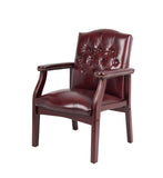 Boss Traditional Oxblood Vinyl guest, accent or dining chair W/ Mahogany Finish MODEL # B959-BY
