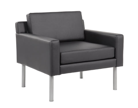 Boss Black Antimicrobial Vinyl Lounge Chair MODEL # BR8001AM-BK