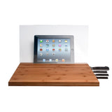 Bamboo Cutting Board with Screen Shield for iPad and Knife Storage CTA DIGITAL