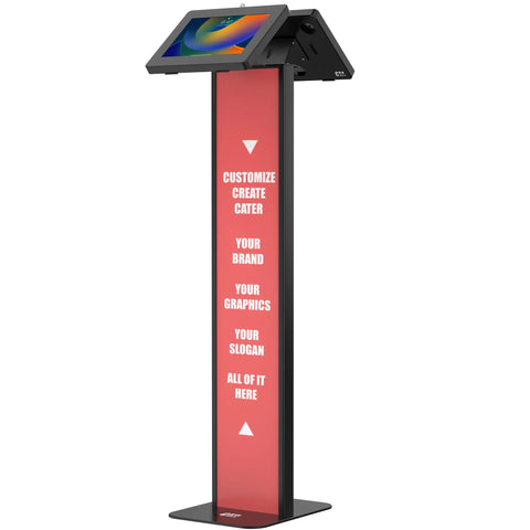 Customizable Dual Enclosure Locking Floor Stand Kiosk w/ Graphic Card Slot for Branding CTA DIGITAL