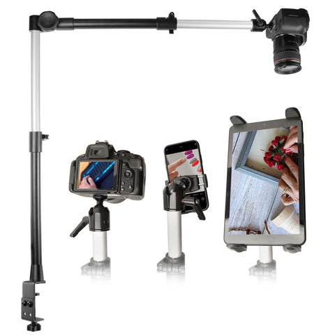 Arkon DSLRTABMG5 Overhead Camera Mount. Includes Camera, Tablet, and Phone Holder