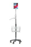 Heavy-Duty Gooseneck Floor Stand with VESA Plate and Storage Basket by CTA Digital