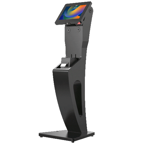Sleek Floor Stand with Printer Slot, Security Enclosure and Integrated Honeywell 2D Scanner by CTA Digital