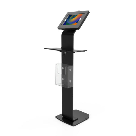 Premium Locking Floor Stand Kiosk with Universal Security Enclosure, Keyboard Tray, and Storage Compartment by CTA Digital