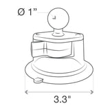 RAM-B-166-C-202U RAM Mounts Twist-Lock™ Suction Cup Double Ball Mount with Round Plate - Long