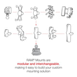 RAM-B-166-C-202U RAM Mounts Twist-Lock™ Suction Cup Double Ball Mount with Round Plate - Long