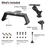 RAM-FF1-D-115-2 RAM Mounts Fishfinder Deck Kit with Dual Marine Electronic Mount