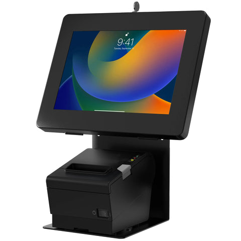POS Station With Printer Stand and Black Security Enclosure CTA DIGITAL
