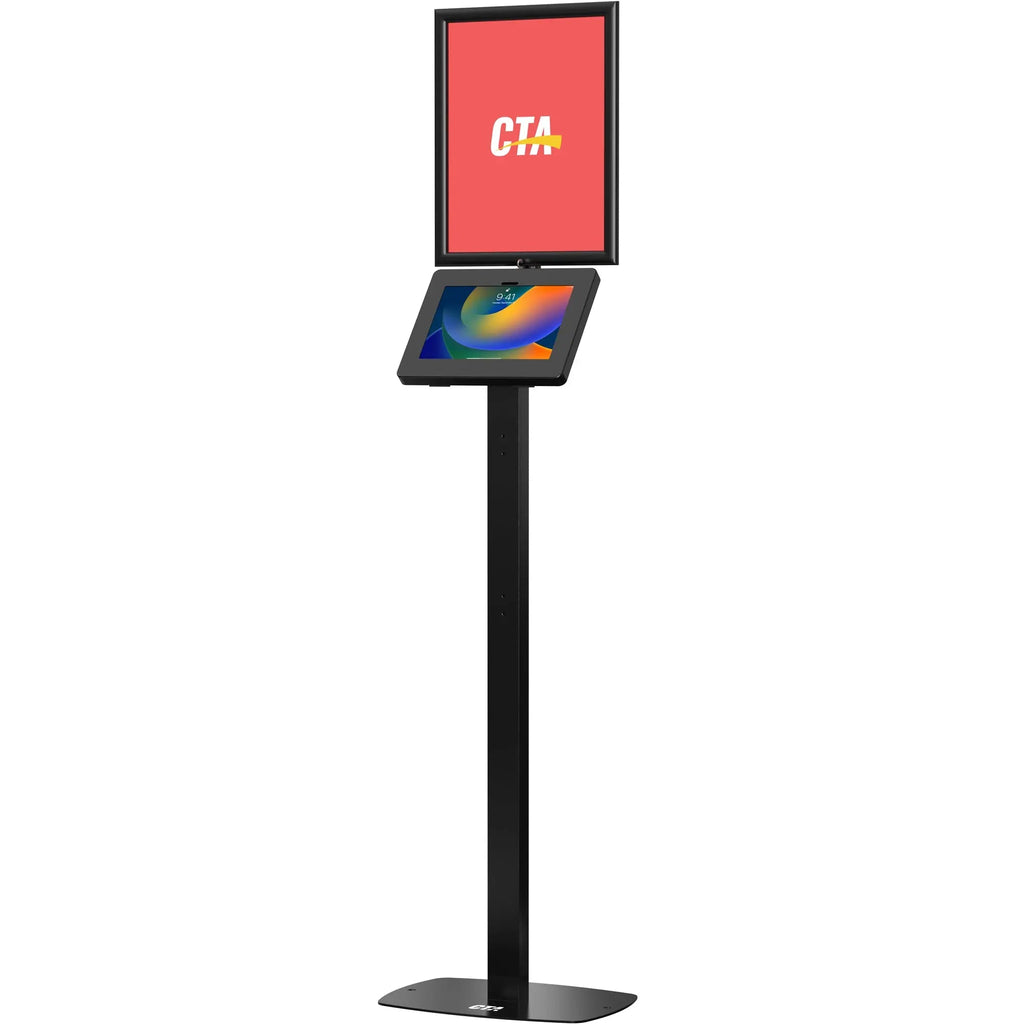 Thin Profile Graphic Sign Floor Stand w/ Security Enclosure by CTA Digital