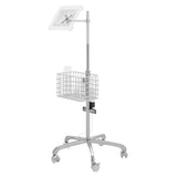 Medical Rolling Cart with VESA Articulating Arm, Basket, and Power Strip Holder CTA DIGITAL