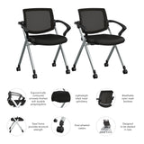 Bush Business Furniture CH4001BLF-03 Envision Mesh Back Folding Chairs with Arms - Set of 2 in Black Mesh