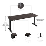 Bush Business Furniture M4S7230SGBK Move 40 Series 72W x 30D Electric Height Adjustable Standing Desk in Storm Gray with Black Base