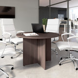 Bush Business Furniture 99TB42RSG 42-inch Round Conference Table with Wood Base in Storm Gray