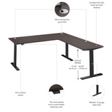 Bush Business Furniture M6SL7278SGBK Move 60 Series 72W Height Adjustable L Shaped Standing Desk in Storm Gray with Black Base