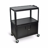 Luxor AVJ42XLC Extra Large Adjustable Height Steel AV Cart Three Shelves Black Electric