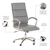 Bush Business Furniture CH1701LGL-03 Modelo High Back Leather Executive Office Chair in Light Gray