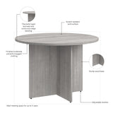 Bush Business Furniture 99TB42RPG 42-inch Round Conference Table with Wood Base in Platinum Gray