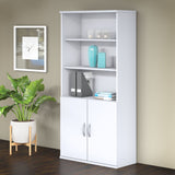 Bush Business Furniture STC015WH Studio C 5 Shelf Bookcase with Doors in White