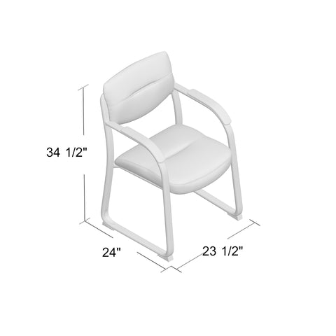 Boss Leather Sled Base Side Chair W/ Arms MODEL # B9519
